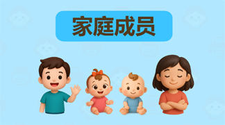 家庭成员英语单词 - 家庭关系英文表达，帮助儿童学习基础人际关系词汇