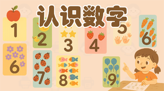 认识数字 - 1-10数字学习卡片，帮助3-6岁儿童识别数字符号和对应数量
