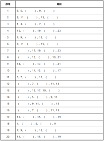 数字接龙:1-20奇数